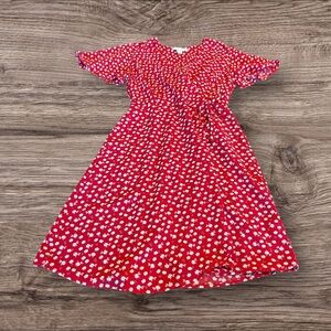 Monteau Red Floral Flutter Sleeve Mini Wrap Dress Size Medium